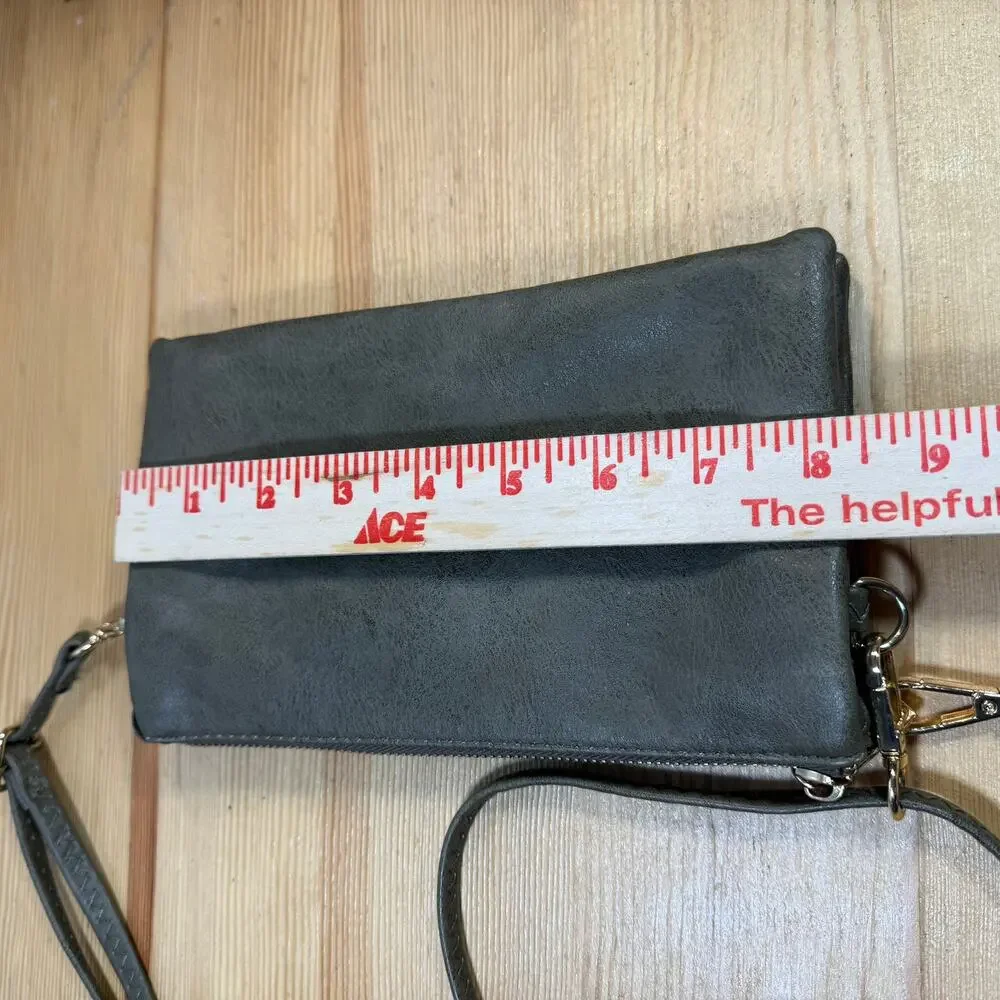 Jen & Co Crossbody Bag Olive Vegan Leather Wristlet Clutch Purse